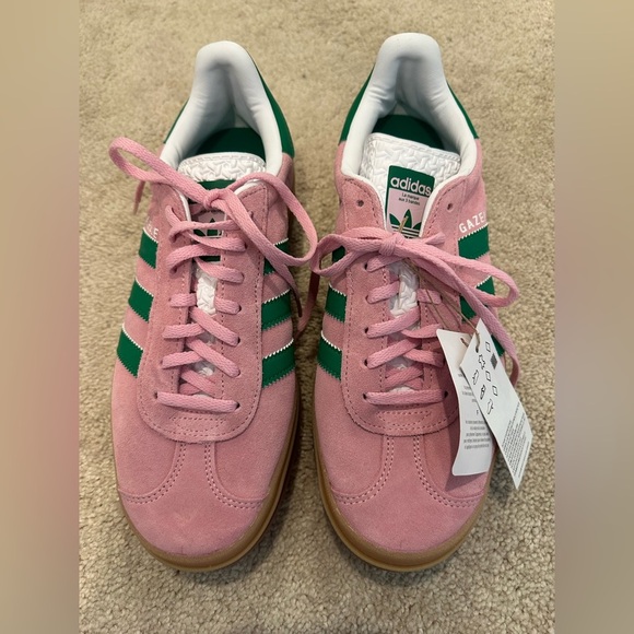 Adidas GAZELLE BOLD SHOES in True Pink/Green/Cloud White 9.5 NWT - Picture 3 of 6